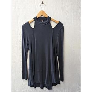 Free People Downtown Girl Black Cut Out Cold Shoulder Whimsigoth Size Small